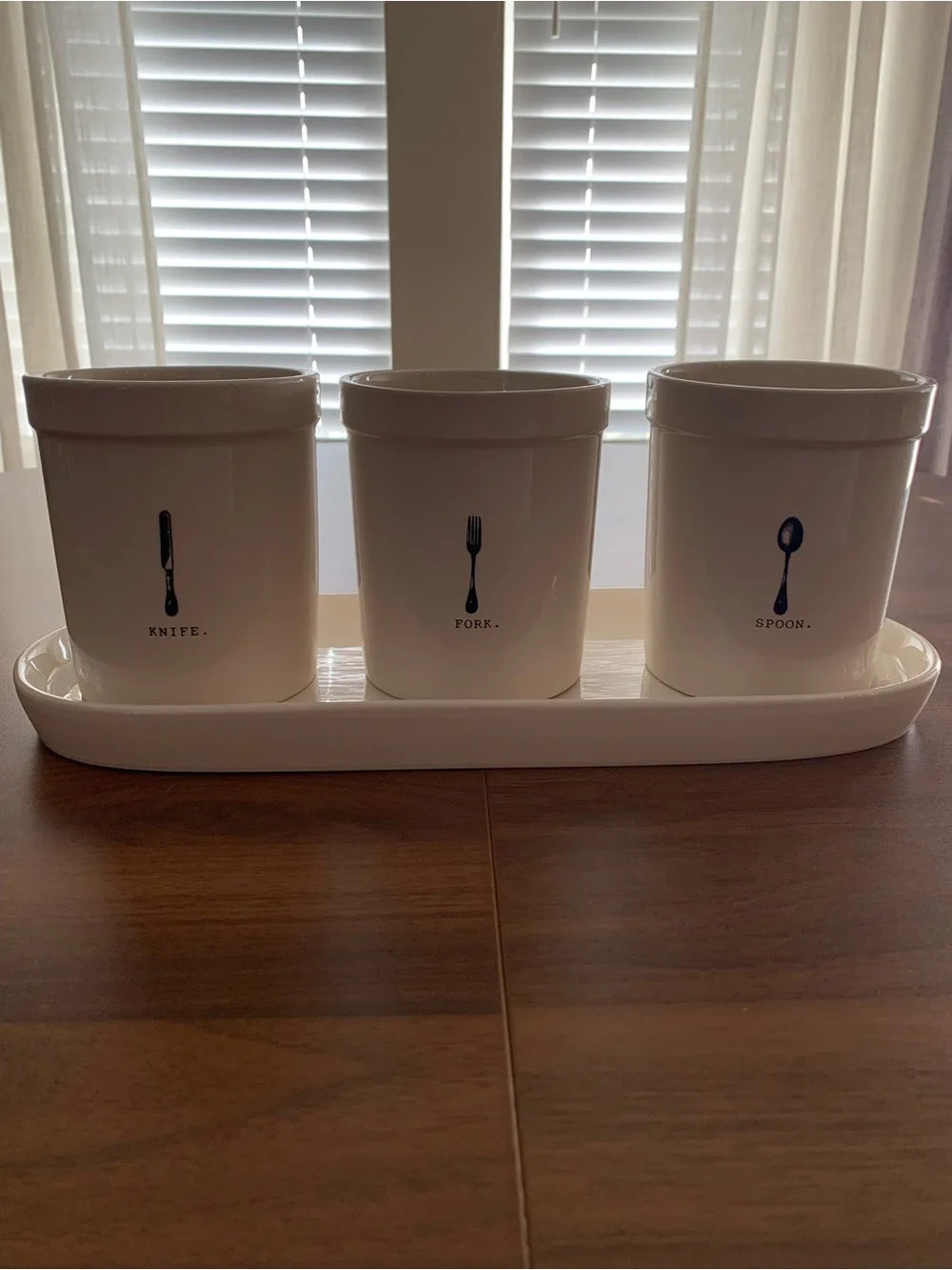 💙Rae Dunn Icon Collection Utensil Holder with Tray Set ⭐️RETIRED⭐️